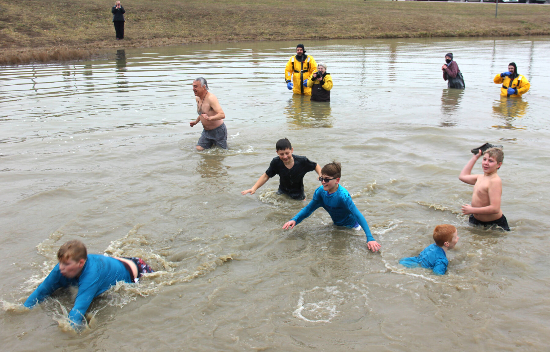 A Group of Children Participate in Polar Plunge